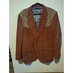 Pendleton Mens Corduroy Suede Elbow Patch Blazer Jacket Brown & Gray Size 46